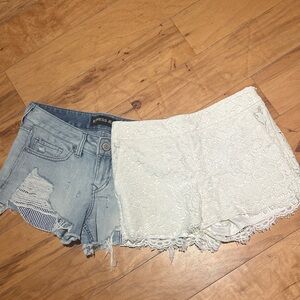 Express size 00 Women's Denim and Lace Shorts Set